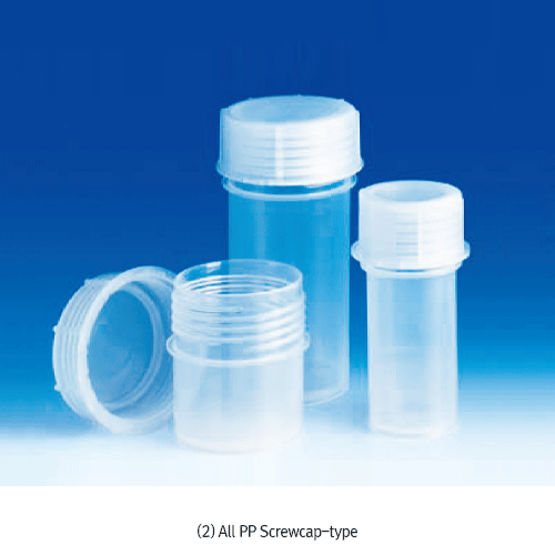 VITLAB® 5~180㎖ PP Sample Vial / Container, Transparency, AutoclavableSuitable for Foodstuffs, 0℃~125/140℃, <Germany-made>, PP 스냅캡 샘플 바이알