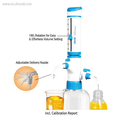 Microlit® 0.25~100㎖ UltimusTM Innovative Bottle Top Dispenser, with Self Re-filling System, Patented Dual ValveWithout Reagent-Loss, Fully Autoclavable, CE·ISO·DAkkS·IAF Certified, 이노베이션 디스펜서, 편리형