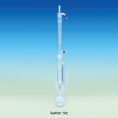 Glass Soxhlet Apparatus, with Allihn Condenser, 100~500㎖With Safety GL14 PP Connect-Kit, with DIN Joint, Made of Boro-glass 3.3, 쏙시렛 추출기