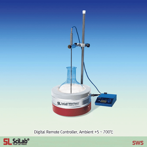 SciLab® Remotecontrolled Reaction Vessel Heating Mantle, (1) Plain Bottom & (2) Bottom Outlet-type, 450℃, 100㎖~100LitWith Nickel Chrome Heating Element, K-type Thermo-Sensor Integrated, with Certi. & Traceability, Option-Controller반응조용 히팅맨틀, K-type 온도센서, 