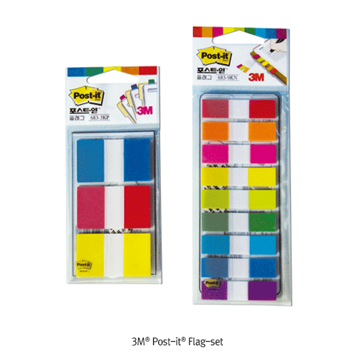 3M® Post-it® Flag-set, 20sheet/Pad, 44×25mm 3Color/Pad, and 44×12mm 9Color/PadIdeal for Checking Important Part or Page, 플래그