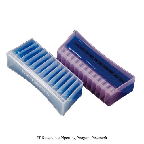 PP Reversible Pipetting Reagent Reservoir, 2 Sides, 5㎖/12 well and 50㎖/1 wellWith V-shaped Bottom, Autoclavable, -20℃+125/140℃ Stable, PP 양면 피펫 레저버