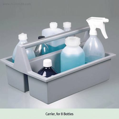 Burkle® HDPE Bottle Carrier Box, Up to 8×Φ 95mm 1Lit BottlesWith Handle, Multi-use, -50℃+105/120℃, <Germany-made>, HDPE 다용도 바틀 캐리어 박스