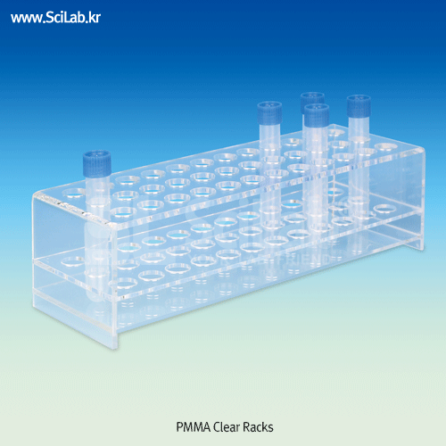 SciLab® PMMA 3-Tier Clear Rack, for Φ14~38mm Test TubesWith 12·16·30·33-Hole, -40℃+90℃, <Korea-made>, 투명 랙