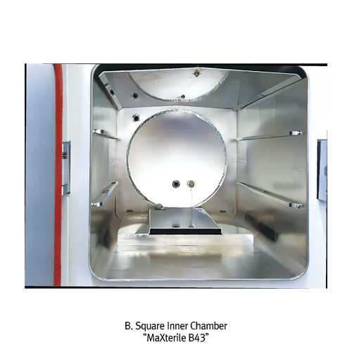DAIHAN® 22 & 43 Lit Programmable Bench-top Steam Sterilizer, Round Chamber “MaXterileTM B22”, Square Chamer “MaXterileTM B43”With Safety Door Lock System, Post-Air Pressure Drying, Class-S, Perforated Stainless-steel Tray, Max 2.2 bar, 110℃~135℃, 벤치탑 고압 멸