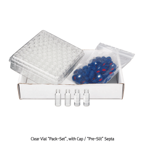 SciLab® 9-425 Screwtop Large Opening 2㎖ Vials, with Blue PP Cap & Pre-Slit Septa, “Pack-Set”With “USP-I” Boro 5.0 Glass, Φ12×h32mm, Normal-grade, 2㎖ Screwtop 바이알 세트