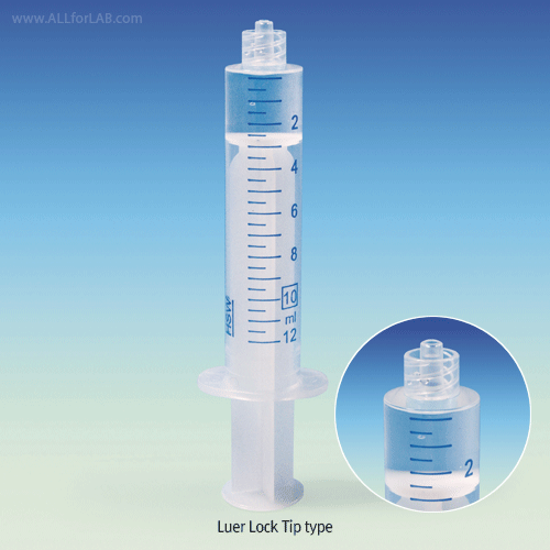 1~50㎖ Singleuse Laboratory Syringe, All PP or PP/HDPE, NO - Pollution type, with 2 Parts, Without Rubber Gasket & Needles, Steriled, Individual Pack, Multiuse, 무공해 플라스틱 시린지