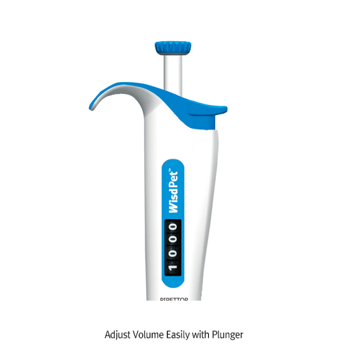 DAIHAN® WisdPetTM Adjustable Micro & Macro Pipettor, with Ultra Low Dead Air Space, 0.2〜1000㎕, 5 & 10㎖, Fully Autoclavable Fit to Universal-type Tips, Ergonomic Design, CE/ISO/DAkkS/IAF Certified, 정밀형 마이크로- & 매크로-피펫터