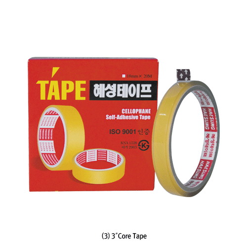 “Haesung”General Purpose Cellophane Tapes, width 12∙18∙24㎜ <br> 다용도 투명 테이프, Transparent Self-adhesive, Dispensing ＆ Roll tapes.