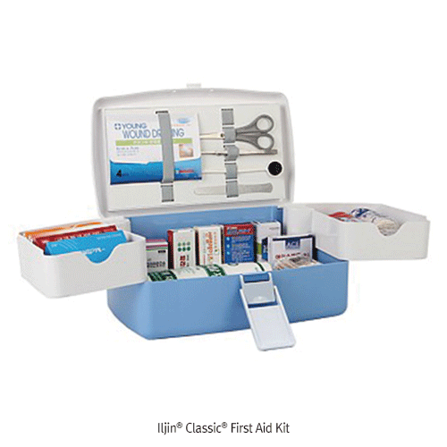 Iljin® Classic® First Aid Kit, Wings Tray SystemWith 21 items(32×19×16cm), and 20 items(29×16×13cm)With ABS Case & Safety Lock, 표준형“클래식”구급함, 윙스타입 수납형