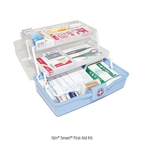 Iljin® Smart® First Aid Kit, 3 Tiered SystemWith 22 items(34×21×16cm), and 14 items(30×17×13cm)With PP Case & Translucent Lid, 다기능 “스마트” 구급함