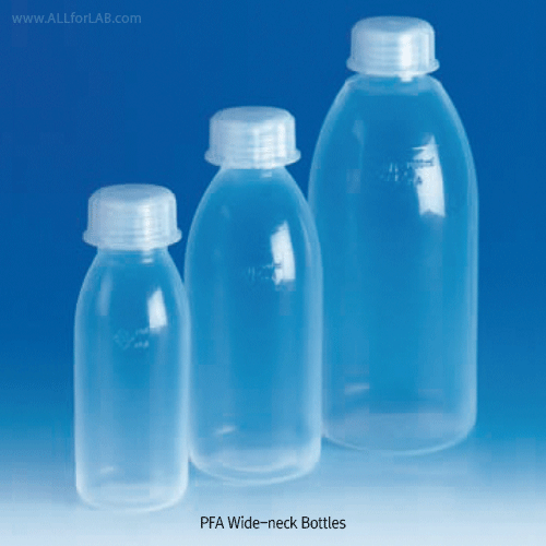 VITLAB® Transparent PFA Teflon Bottle, Narrow-/Wide-neck, Autoclavable, DIN/ISO, 50~2,000㎖Excellent for Chemical and Corrosion resistance, -200~+260℃, [ Germany-made ] , PFA 투명 테플론 세구/광구병