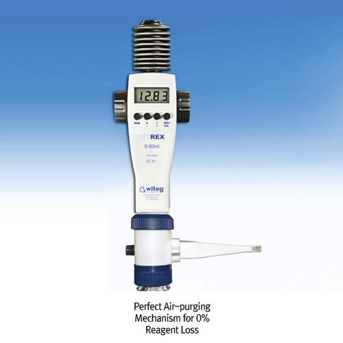 Witeg® Digital Burette, TITREX® Bottle-top, Titration and Dosing Applications, 0 ~ 50 / 0.01㎖Ideal for Fine(㎕)-adjustment, Perfect Air-purging Mechanism · No Loss of Reagent · Autoclavable Valve Block , [ Germany-made ] 디지털 정밀 자동뷰렛