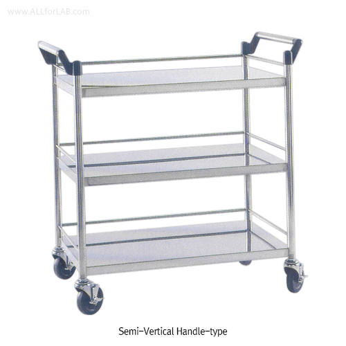 Stainless-steel Dressing Cart, with 3 Shelf & 2 HandleFor Lab·Medical·Industrial, 핸들 타입3단 카트