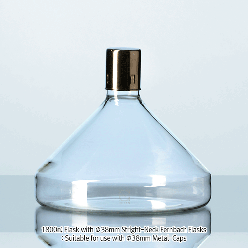DURAN® Fernbach-type Culture Flask, Large Surface-Area-to-Volume Ratio, 450㎖ & 1 ,800㎖Made of Boro-glass 3.3, Standard Necks for 38mm Metal-caps, Fernbach 컬춰 플라스크