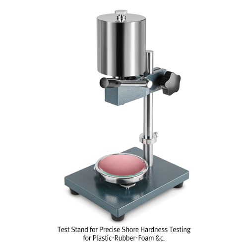 SAUTER® Test Stand for Precise Shore Hardness Testing for Plastic·Rubber·Foam &c., with Glass Base Plate, Level AdjustmentLever Operated, Stroke length 1 5mm, Test Object Height Max. 63mm, 정밀 조정 경도시험 스탠드