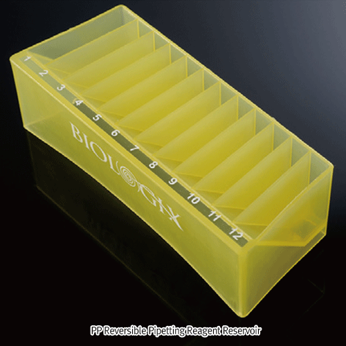 PP Reversible Pipetting Reagent Reservoir, 2 Sides, 5㎖/12 well and 50㎖/1 wellWith V-shaped Bottom, Autoclavable, -20℃~+125/140℃ withstand, PP 양면 피펫 레저버