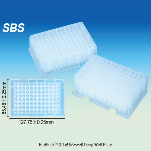 BioBlock TM PP 96 Deep Well Plate, 96-Well, SBS Standard Footprint, Autoclavable, -196℃~+121℃With Alphanumeric Grid, Compatible with All Leading Robotic Sample Processors, [ Canada-made ] , 96- 딥웰 플레이트