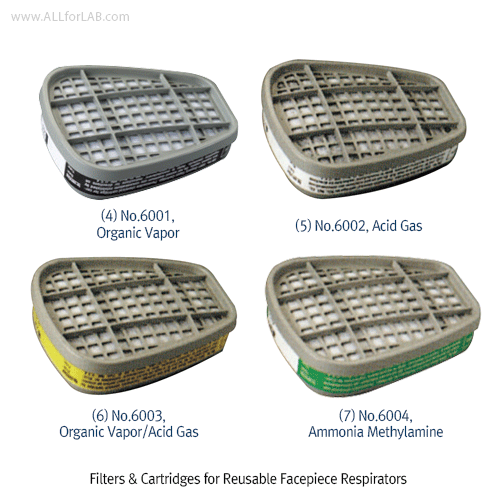 3M® Filters & Cartridges for Reusable Facepiece Respirator, 6000 Series, Light Weight, NIOSH ApprovedIdeal for Providing Gas & Vapor Protection, Minimum 99.97% Filter Efficiency, 방진 필터 & 방독 정화통