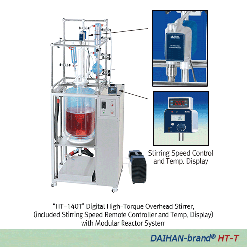 DAIHAN® Remote Control High-Torque Digital Overhead Stirrer “HT-T” , for Middle-/High-Viscosity, Max.40 · 60 · 100LitWith “Push-Through” Shaft(Φ10mm or Less) and Chuck grip Φ6~12mm, Flex-Coupling Φ6~16mm, 120,000mPas, Max.1,000rpm원격조절식 디지털 중/고점도용 강력교반기, 사