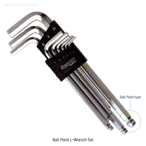 WIHA® CRV Long L-wrench Set, Star & Ball Point T9~T40 / Ball-end Hex 1.5~10mmWith Fully Polished Surface Resists Corrosion, Slim Design, L 렌치 세트