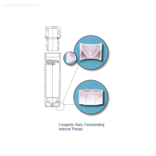 Wheaton® CryoELITE® Cryogenic Vials, Freestanding, External / Internal Thread, Ridged-/ Unique 2° Angle Plug Seal-Cap<br>CryoELITE® 멸균 냉동 Vial, Freestanding, External / Internal Thread, Ridged-/ Unique 2° Angle Plug Seal-Cap, Loctagon Skirt,<br>Optional 2
