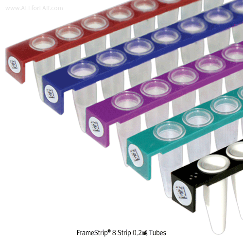 4titude® FrameStrip® PCR Strips of 8 Tubes, PC Frame & PP Tubes, with Flat or Domed Cap, 0.2㎖PCR 프레임 스트립 튜브, Rigid Two-component Design, Clean-room Produced, Leak Tested