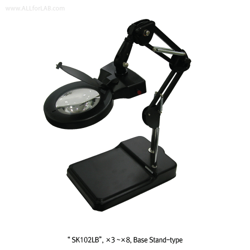 SEKI-Optical® LED Light Magnifier, Φ127mm B270 High Clear White Glass Lenz Clip/Base Stand/Wheel Stand-type LED Light Magnifier with High Brightness white LED, ×3·×5·×8 Magnification, LED 조명 확대경