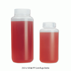 250 & 500㎖ PP Centrifuge Bottle, with PP Screwcap, Autoclavable, -10℃+125/140℃Excellent Chemical Resistance, Translucent, , PP 원심관(병) / 大광구병