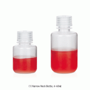 4~60㎖ PP Mini Lab Bottle, Narrow-& Wide-Neck, Excellent for Sealing with Inner ThreadExcellent Chemical / Heat Resistant, Translucent, 125/140℃ Stable, Autoclavable, PP 미니바틀