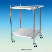 SciLab® Stainless-steel Heavy-duty Cart, 2 & 3 Shelf & HandleFor Lab·Medical·Industrial, with Stop-On Casters, 2 & 3단 카트