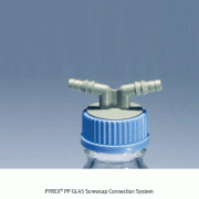 PYREX® PP GL45 Screwcap Connection System, with Twin Hose ConnectorIdeal for id.Φ6~9mm Tubing, 140℃, GL45 Bottles용 2×Connection 스크류캡