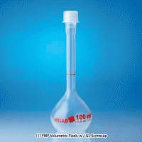 VITLAB® PMP B-class Volumetric Flask, with GL-Screwcap & Stopper, DIN/ISO, 10~1,000㎖With Individually Adjusted Ring-mark, 0℃~150℃-Stable, <Germany-made>, PMP 메스/용량 플라스크, B-급, 적색침투눈금