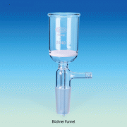 Buchner Funnel, with Fritted Disc & Glass Connection, with Poro. P2 or P3, 30~350㎖With 24/40 Cone & Bidded Rim, Borosilicate Glass 3.3, 진공어댑터부 부후너 펀넬
