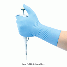 SciGlovesTM Long Cuff Nitrile Exam Glove, Powder Free, Textured, L295mmIdeal for Safety, Premium Grade AQL 1.5, Light Blue Color, 롱커프 니트릴 실험장갑