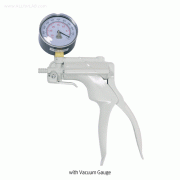 Burkle® PVC Hand Vacuum / Pressure Pump, with Vacuum Gauge, 16 & 32㎖/strokeFor id Φ6.4mm Connect-Hose, -850 mbar, Max+2 bar, 핸드 진공 / 압력 펌프
