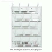 SciLab® Wall-mounting PVC & Stainless-steel Drying Rack, Adjustable 24-PlaceWith 24 Removable Pegs, 60×h90cm, 벽걸이형 초자건조대