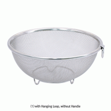 Round-type Mesh Basket, Stainless-steel, with or without Hanging Loop & Handle, Φ205~260mmIdeal for Washing·Drying·Storage &c., Lightweight, Durable, 원형 메쉬 바구니