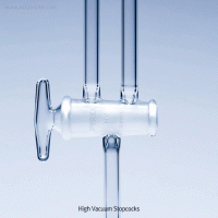 Pyrex® High Vacuum Stopcock, Double-Bore, Two Way, Glass PlugTested for High Vacuum Performance, Borosilicate Glass 3.3, 고진공용 이방(더블) 콕