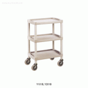 ABS Chemical-resist Assembly Cart, with Pan tray Shelf, On-Caster, Chemical-/Corrosion Resistance, -40~+85℃, 조립식 Plastic 카트