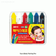 Amos® Face & Body Painting Pen, 6 Colors SetFor Party, Sports Game & Cheer, Easy Washing, 페이스데코 페인팅