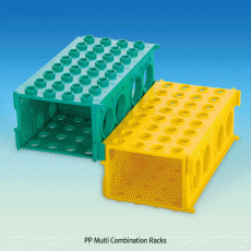 PP 80-hole Multi Combi-Rack, for PCR · Micro · Φ12mm · 15 & 50㎖ (Centrifuge) TubesWith Moulded Alpha-Numeric Index, 4 Color assorted, Autoclavable, 125/140℃ Stable, PP 연결가능형 랙