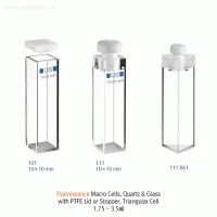 Fluorescence Macro Cells, Quartz & Glasswith PTFE Lid or Stopper, Triangular Cell1.75 ~ 3.5㎖