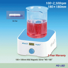 Wisd 180×180 Midi Hi-Quality Digital Magnetic Stirrer “MS-18D” , Max. 2,500rpmWith Tempered Glass Plate & PP Housing, BLDC-motor, Digital LED Display, Waterproof, Max. 5Lit(H 2 O), 미디 디지털 자력교반기