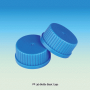 Wisd PP Lab Bottle Basic Cap, Blue and Natural, DIN GL - 25·32·45, AutoclavableCap has a Built-In Wedge-shaped Sealing Ring, 125/140℃, Wisd PP 랩바틀용 스크류 캡