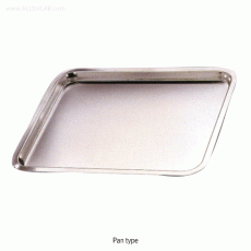 Stainless-steel Tray, High Quality, Seamless, Smooth-contour, High-polishedFor Laboratory & Hospital, [ Korea-made ], 팬타입4각 트레이/밧트