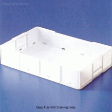 Kartell® HDPE Tray, with Draining holes, Stackable, 16LitSuitable for Defrost Sample·Culture·Storage, -50℃~+105/120℃, HDPE 드레인 트레이