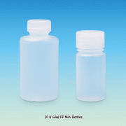 Azlon® 30 & 60㎖ PP Mini Bottles, with Leak Proof Screwcap Attached Good Chemical/Heat Resistance, 125/140℃ Stable, Autoclavable, 미니 바틀