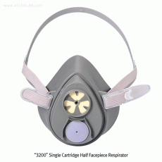 3M® “3200” Single Cartridge Half Facepiece Respirator, Can be Used Only with 3000 Series Filters & Cartridges for Reliable & Convenient Respiratory Protection, Soft TEP Material, Reusable, 단구형 방독 호흡보호구