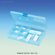 Cowie® PTFE Octagonal-type Stirrer Bar-Set, for Lab & Industry,  L13~75mm, 16pcs/set Ideal for Storage of Small Parts and Accessory, -200℃~+280℃, PTFE Octagonal-type 마그네틱바 세트